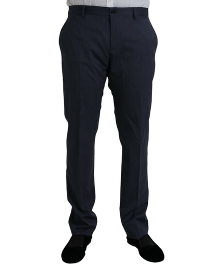 Dolce &amp; Gabbana blauwe wollen, strakvallende, formele pantalon.