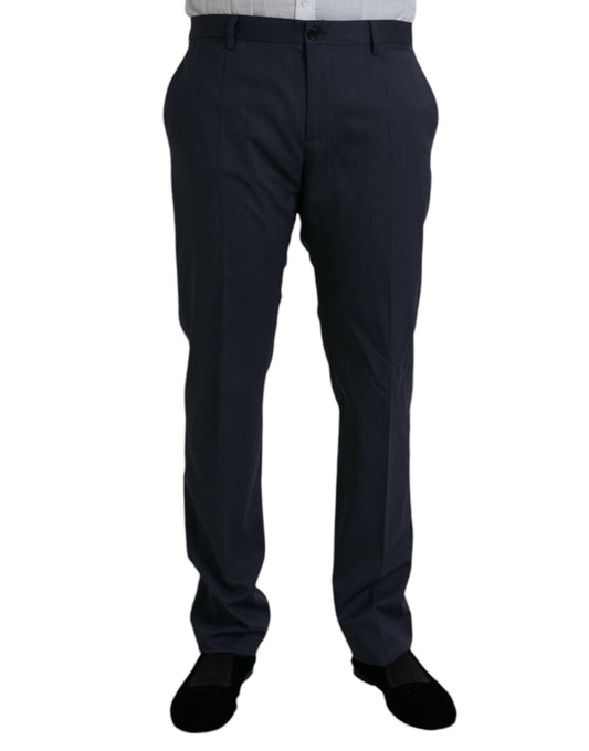 Dolce &amp; Gabbana blauwe wollen, strakvallende, formele pantalon.