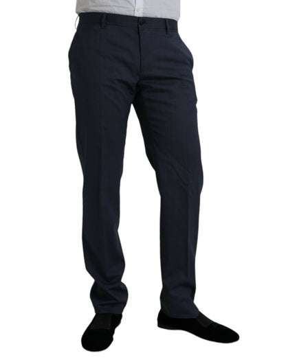 Dolce &amp; Gabbana blauwe wollen, strakvallende, formele pantalon.