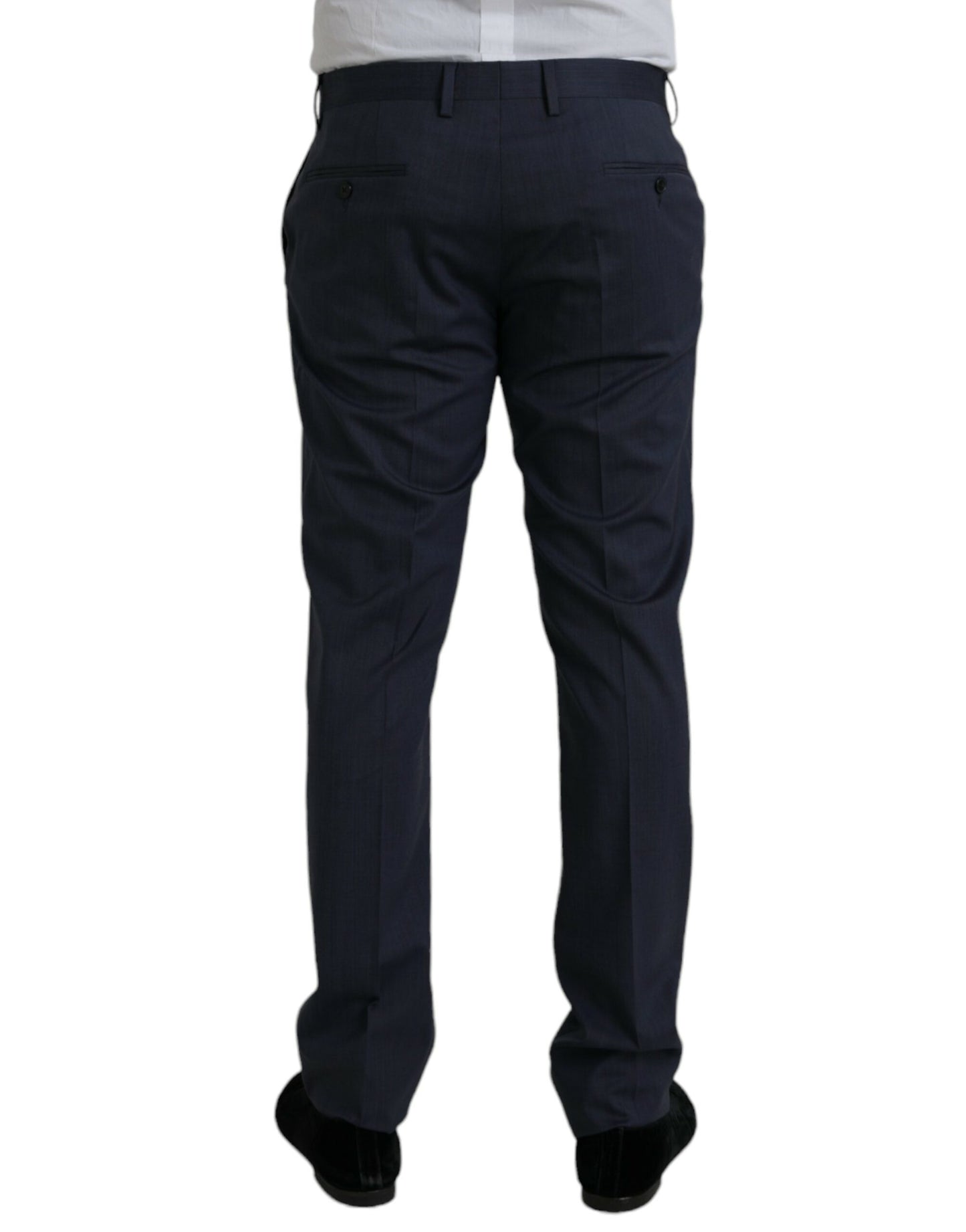 Dolce &amp; Gabbana blauwe wollen, strakvallende, formele pantalon.