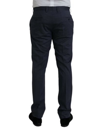 Dolce &amp; Gabbana blauwe wollen, strakvallende, formele pantalon.