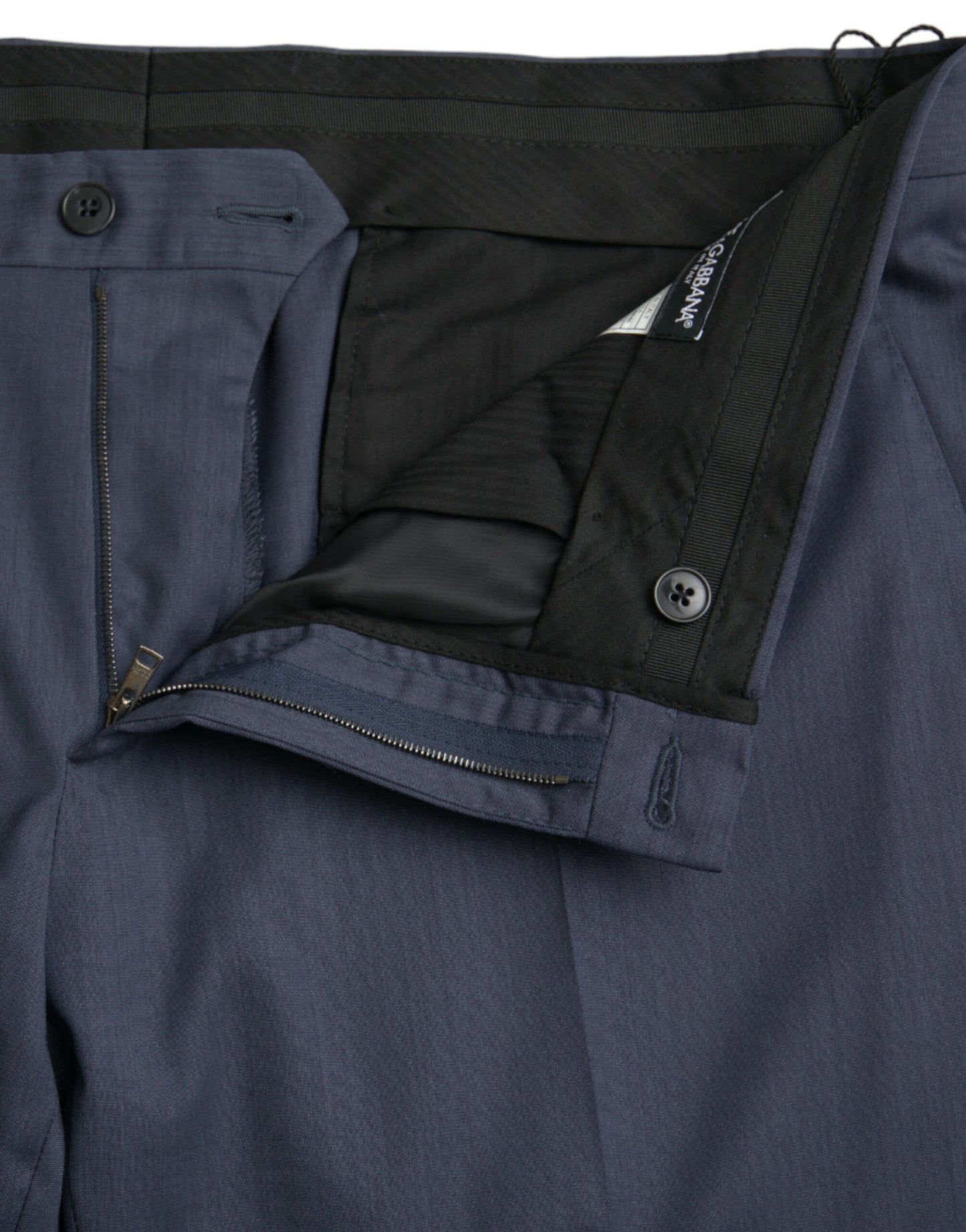 Dolce &amp; Gabbana blauwe wollen, strakvallende, formele pantalon.
