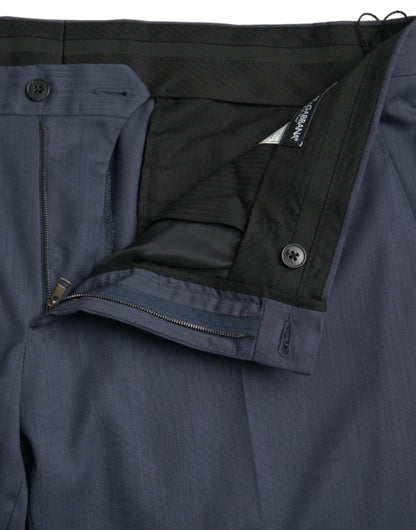 Dolce &amp; Gabbana blauwe wollen, strakvallende, formele pantalon.