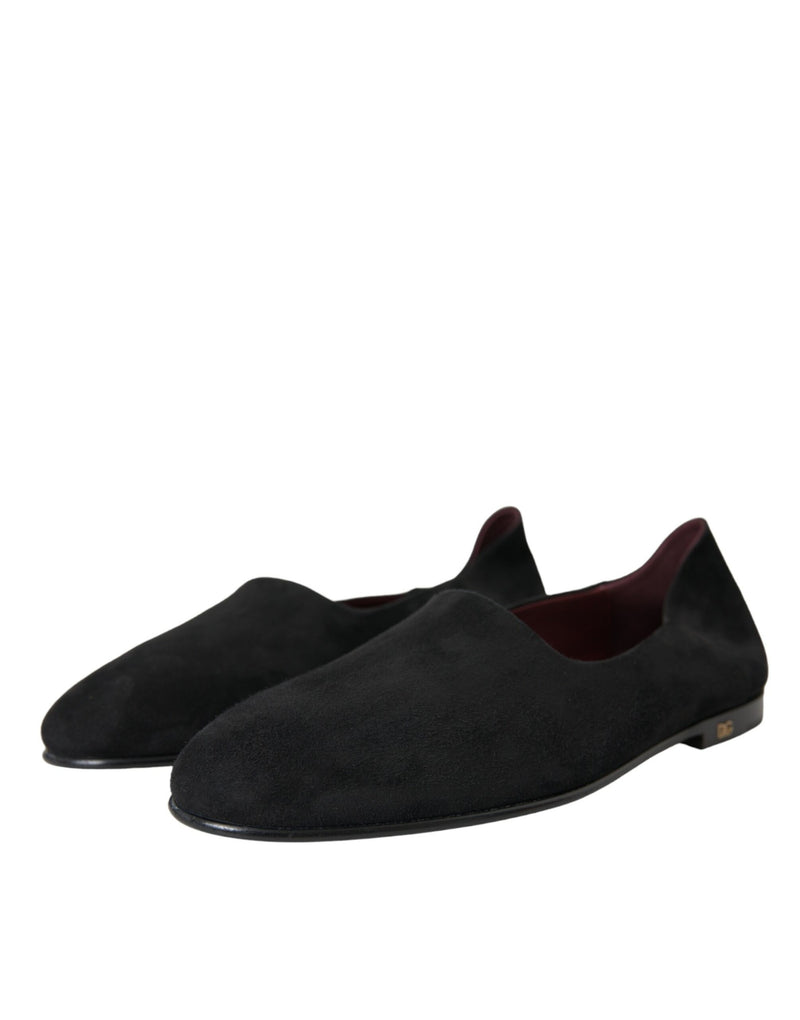 Dolce & Gabbana Black Suede Loafers - Élégants Chaussures Slip-On