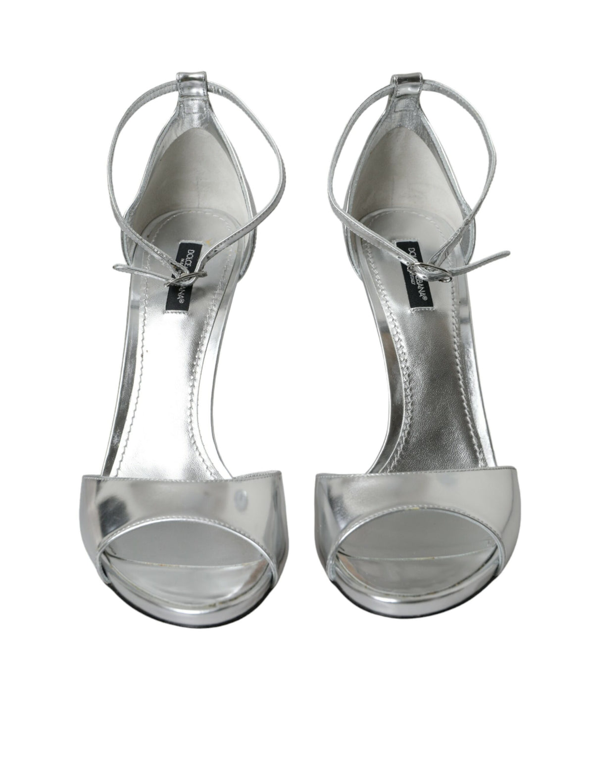 Dolce & Gabbana KEIRA Silver Leather Heels Sandals