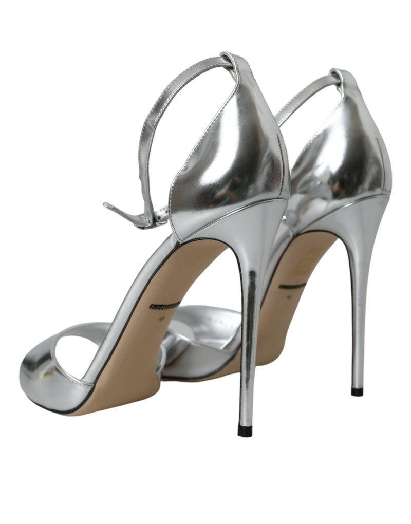 Dolce & Gabbana KEIRA Silver Leather Heels Sandals