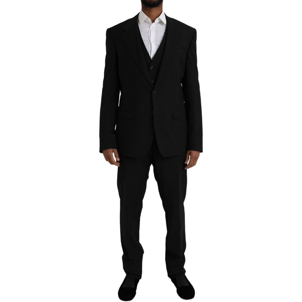 Dolce & Gabbana STAFF Black Polyester Formal 3 Piece Suit