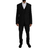 Dolce & Gabbana STAFF Black Polyester Formal 3 Piece Suit