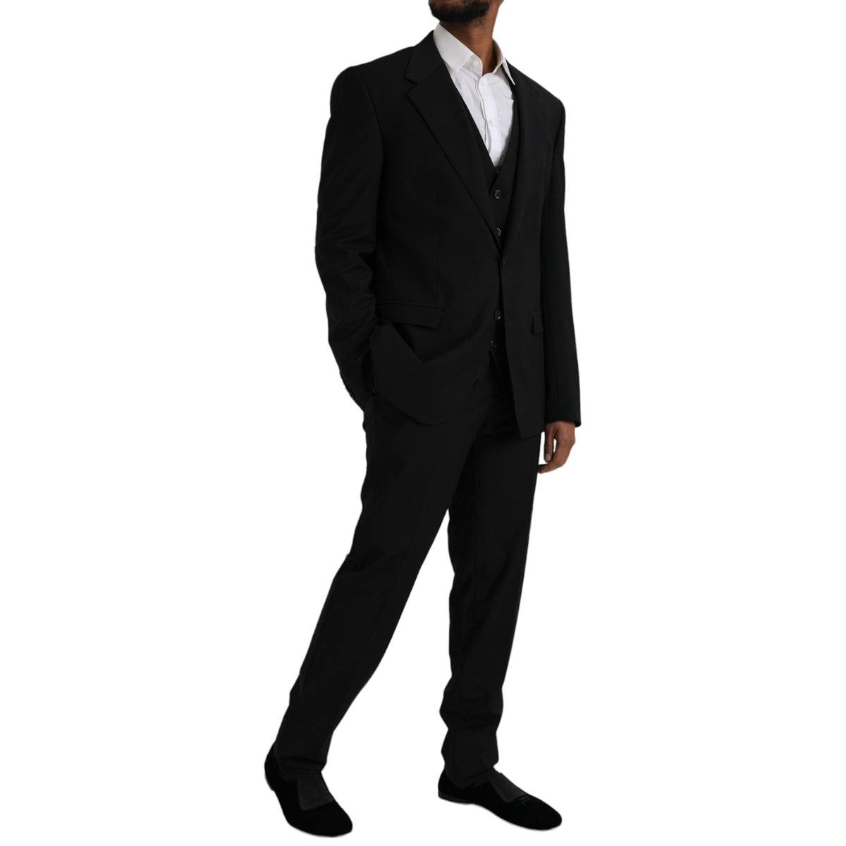 Dolce & Gabbana STAFF Black Polyester Formal 3 Piece Suit