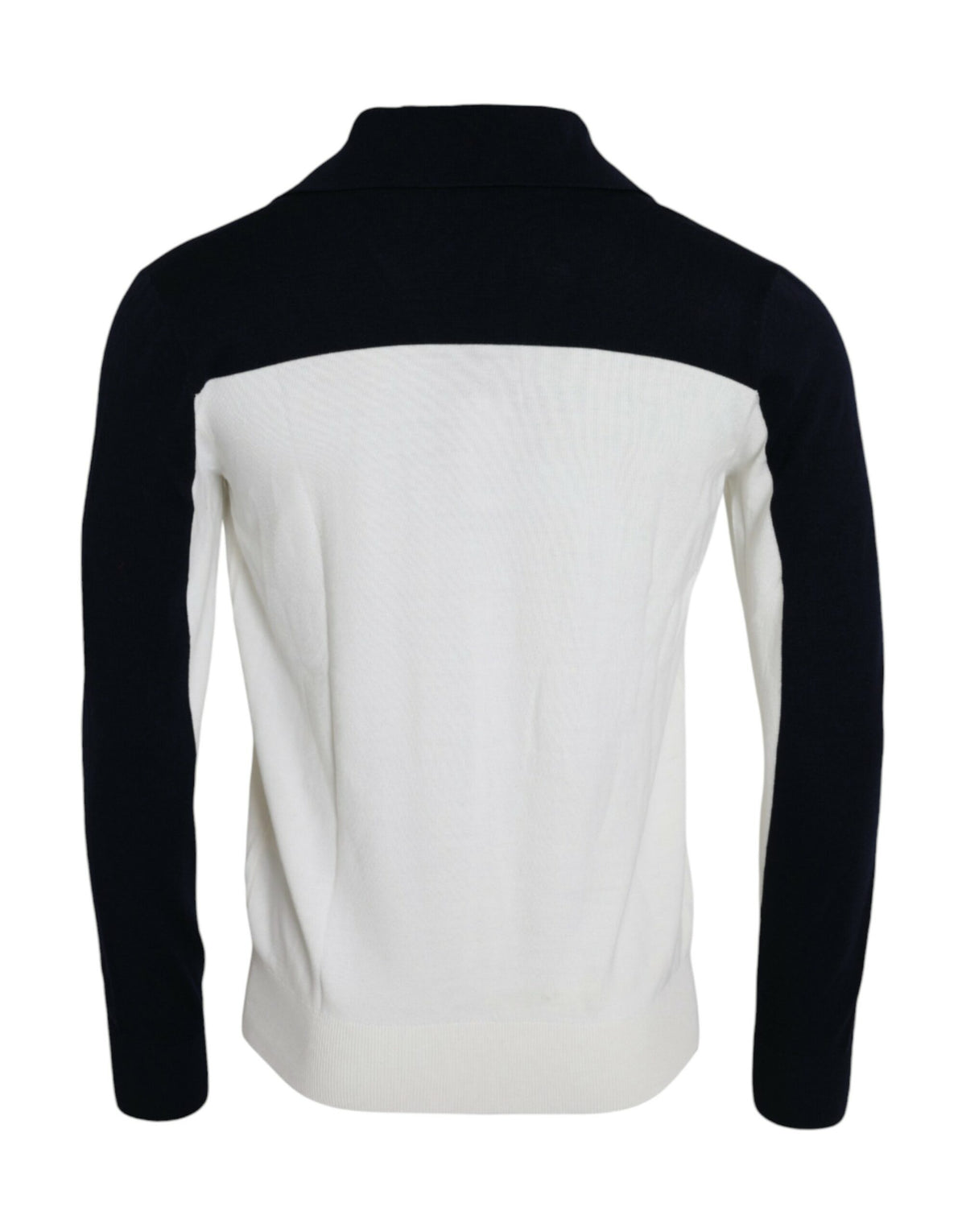 Pull en coton blanc et noir à col Henley SICILIA de Dolce &amp; Gabbana