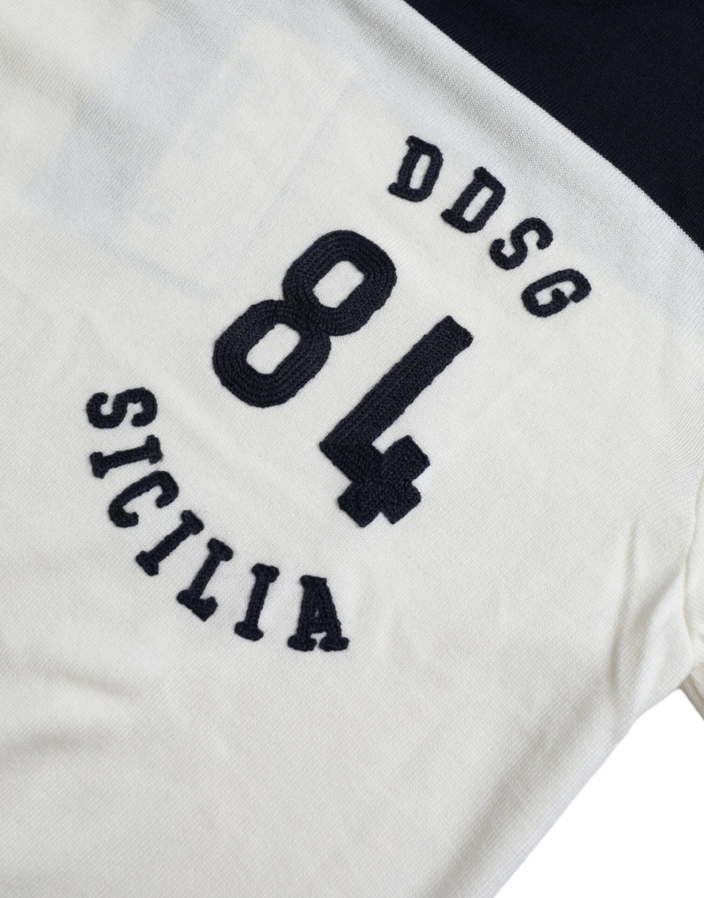 Dolce &amp; Gabbana wit-zwart SICILIA Henley shirt, trui, pullover