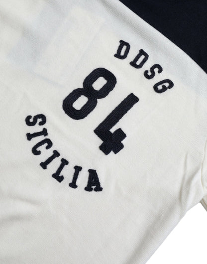 Dolce &amp; Gabbana wit-zwart SICILIA Henley shirt, trui, pullover