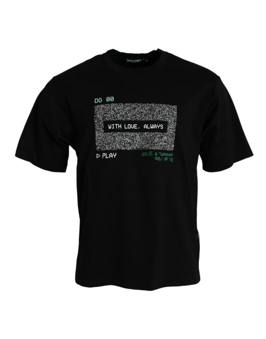 T-shirt à col rond noir "With Love Always" de Dolce &amp; Gabbana