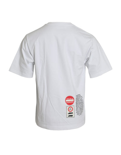 T-shirt à manches courtes en coton blanc avec col rond et motif cœur Amor de Dolce &amp; Gabbana