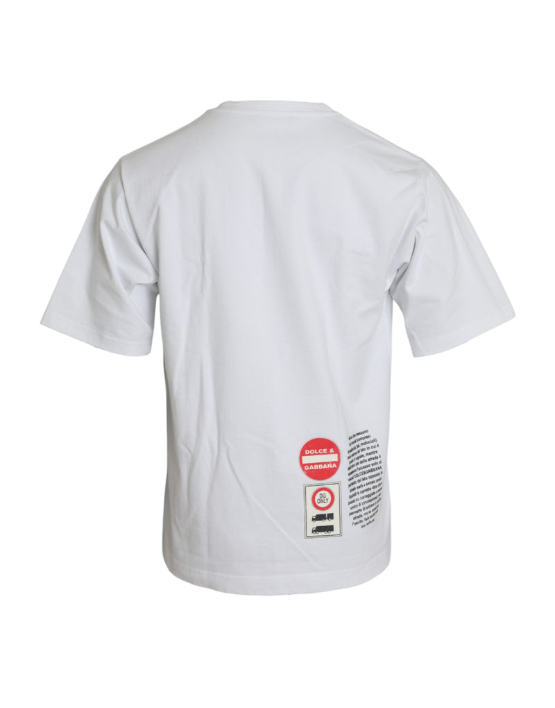 T-shirt à manches courtes en coton blanc avec col rond et motif cœur Amor de Dolce &amp; Gabbana