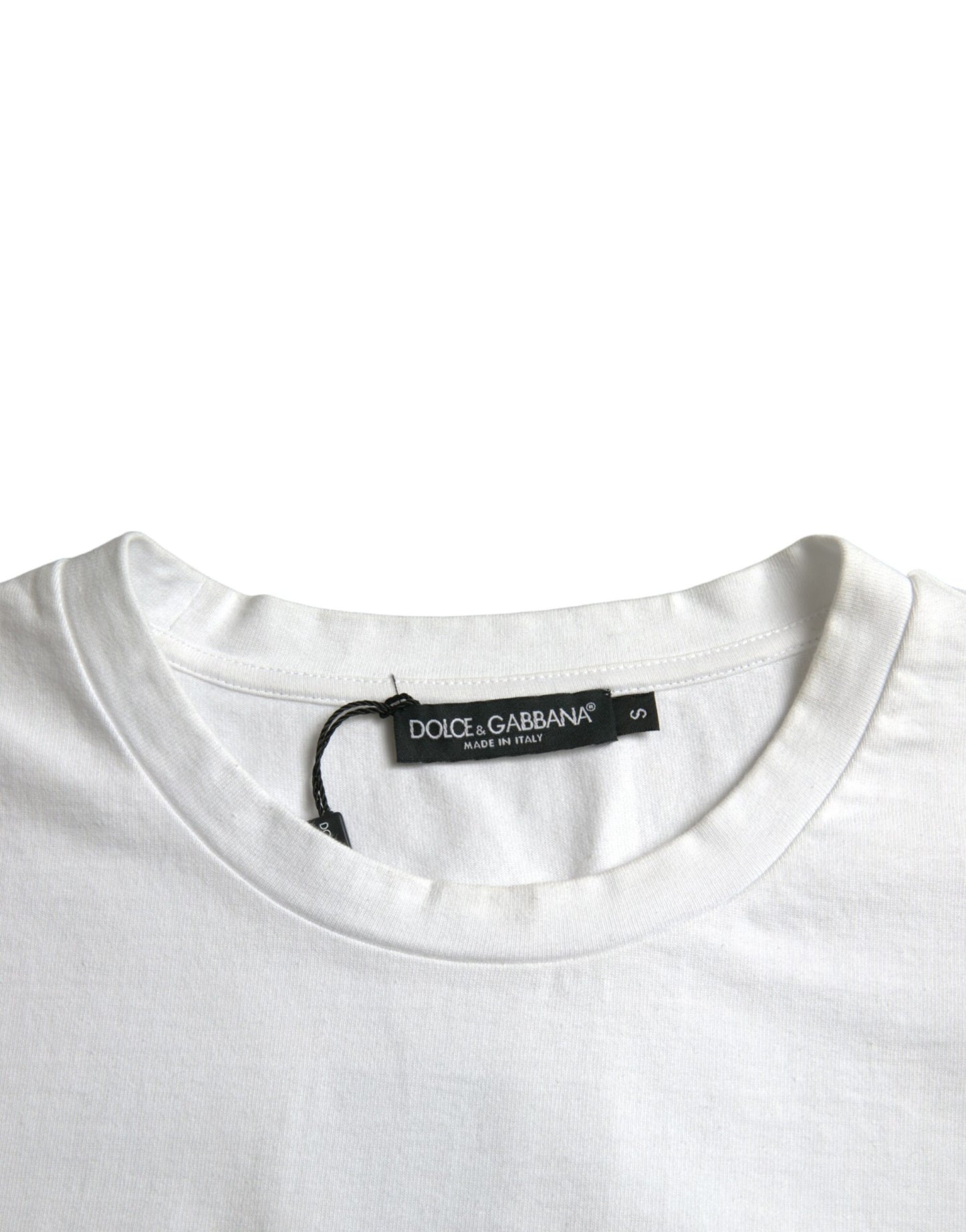 T-shirt à manches courtes en coton blanc avec col rond et motif cœur Amor de Dolce &amp; Gabbana