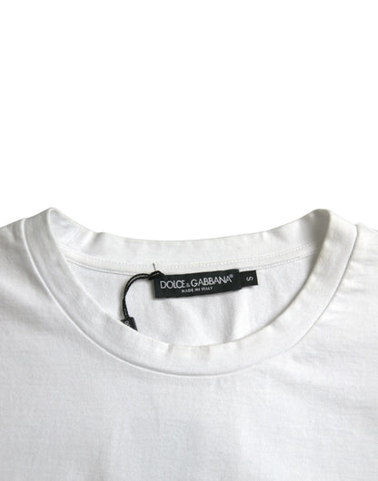 T-shirt à manches courtes en coton blanc avec col rond et motif cœur Amor de Dolce &amp; Gabbana
