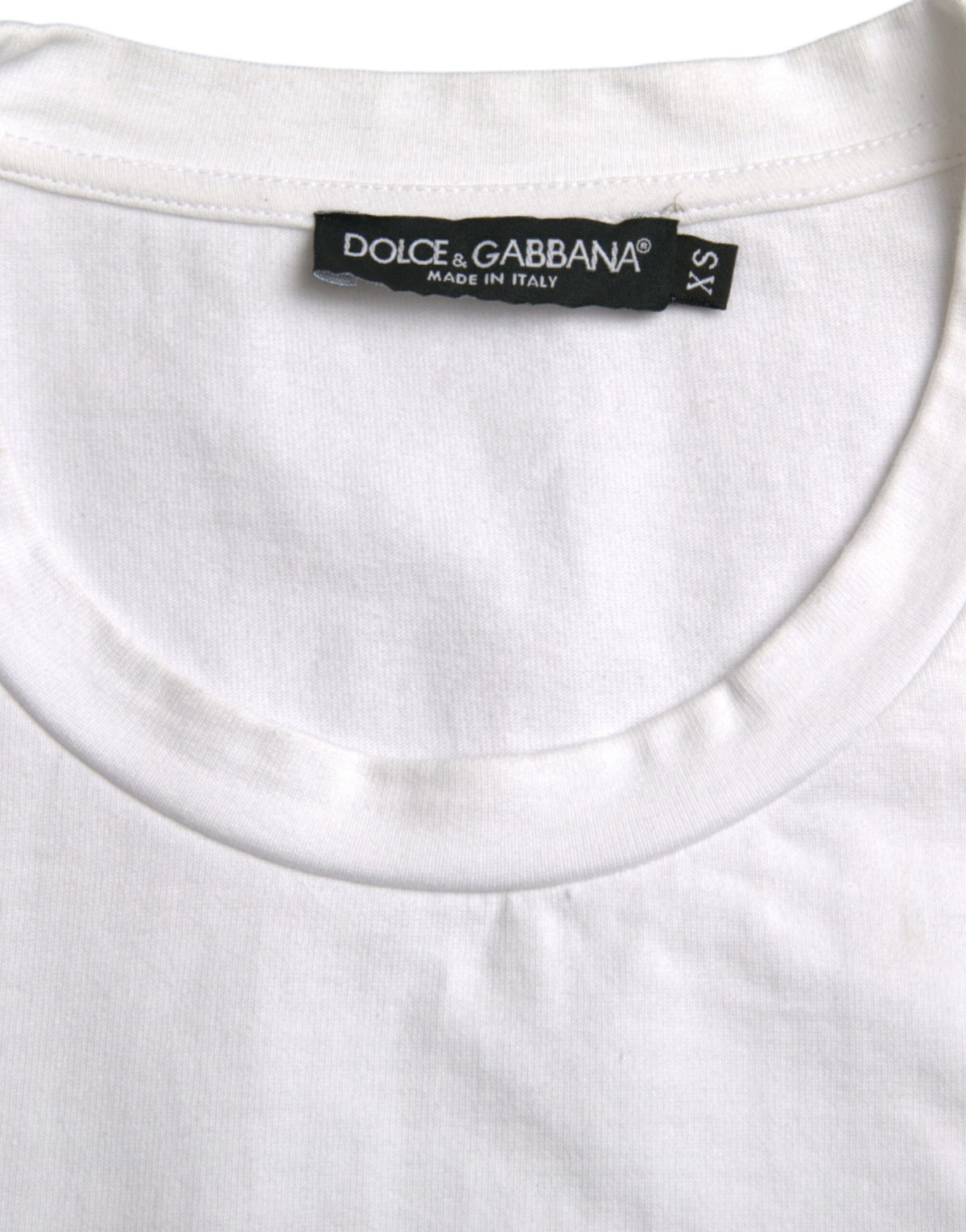 T-shirt à manches courtes en coton blanc avec col rond et motif cœur Amor de Dolce &amp; Gabbana