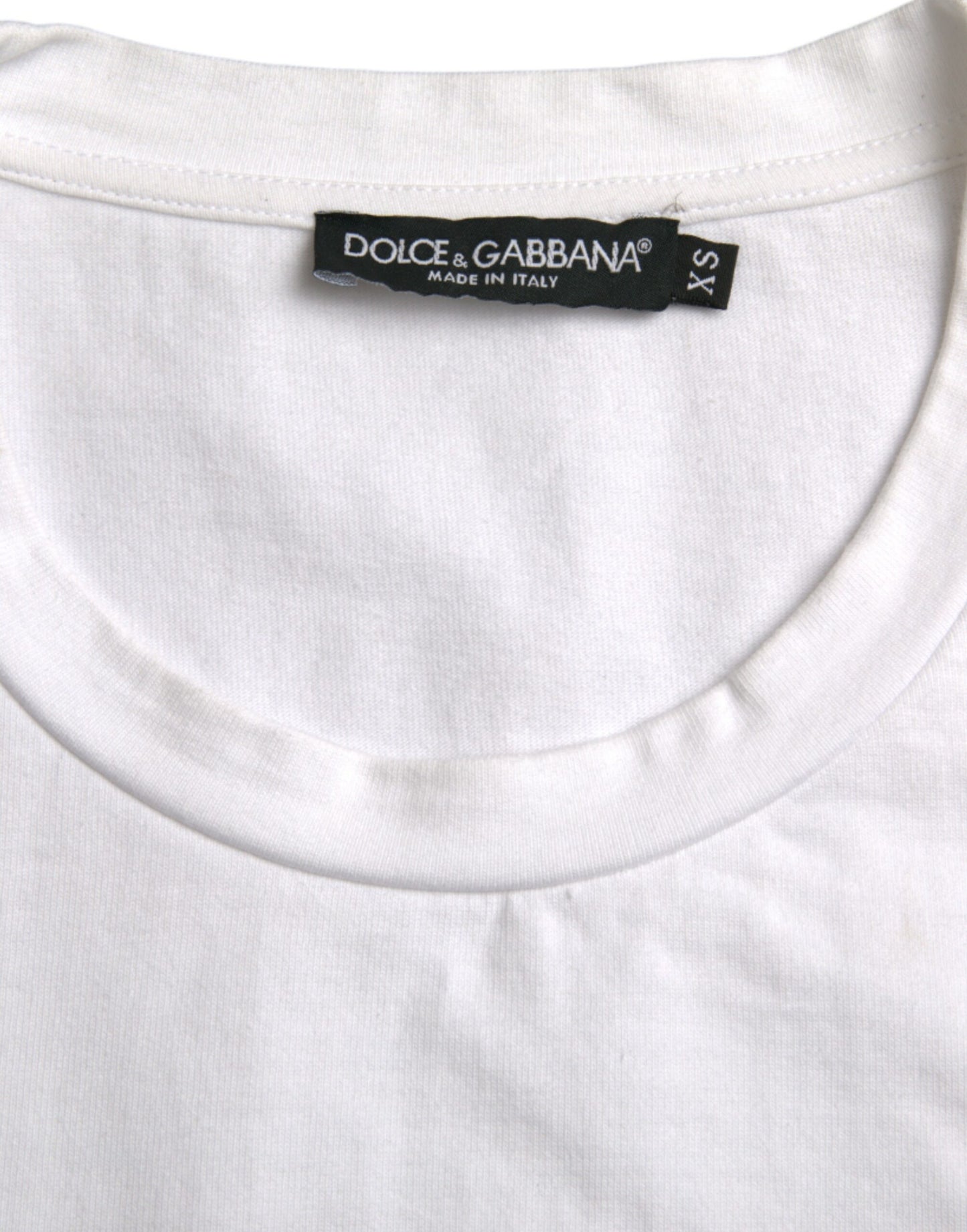 T-shirt à manches courtes en coton blanc avec col rond et motif cœur Amor de Dolce &amp; Gabbana