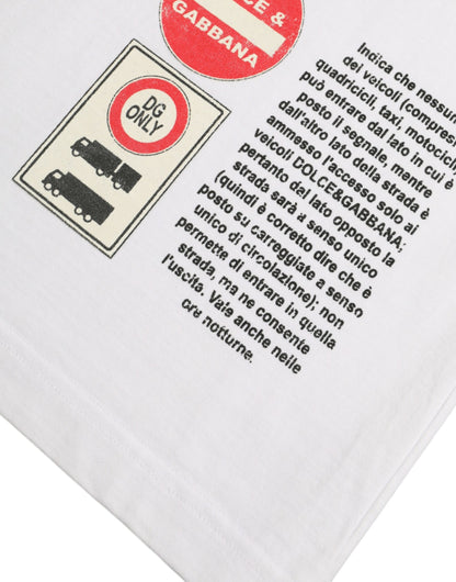 T-shirt à manches courtes en coton blanc avec col rond et motif cœur Amor de Dolce &amp; Gabbana