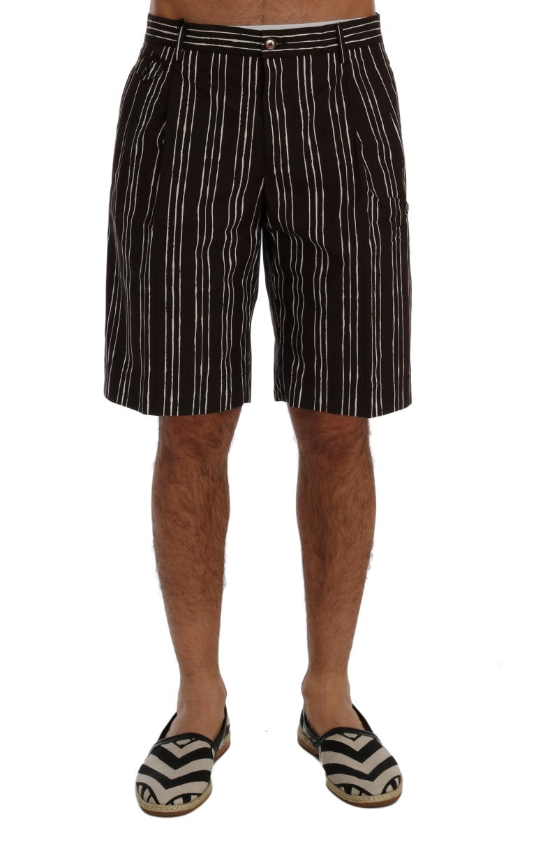 Shorts décontractés en lin rayé blanc et bordeaux de Dolce & Gabbana