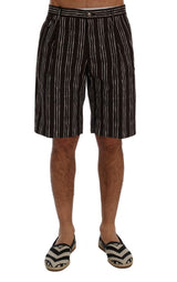 Shorts décontractés en lin rayé blanc et bordeaux de Dolce &amp; Gabbana