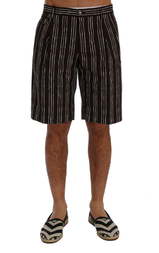 Shorts décontractés en lin rayé blanc et bordeaux de Dolce & Gabbana