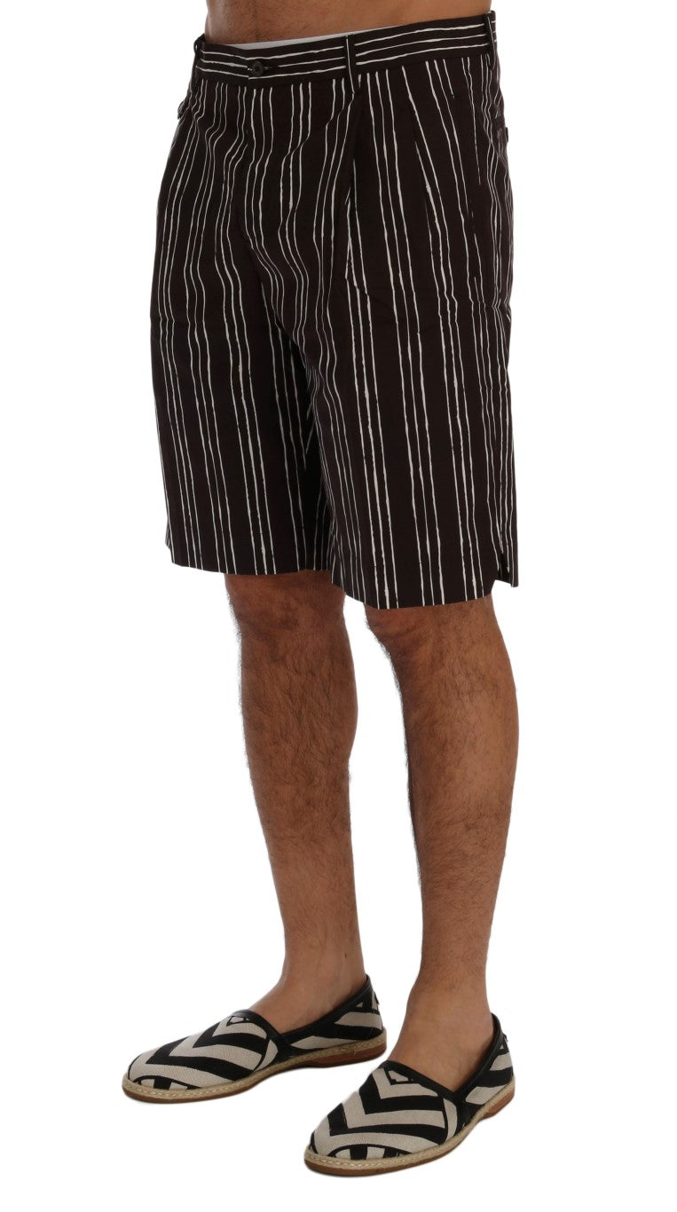 Shorts décontractés en lin rayé blanc et bordeaux de Dolce &amp; Gabbana