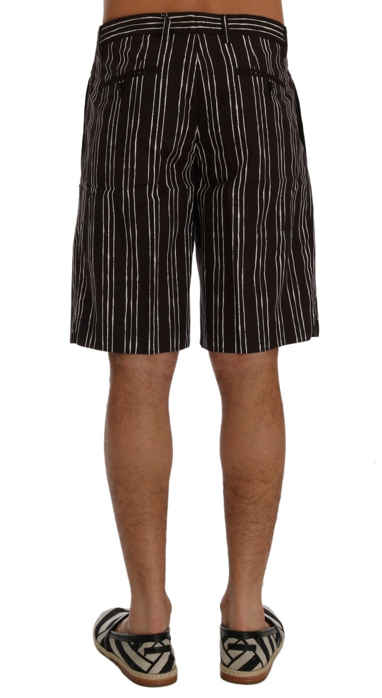 Shorts décontractés en lin rayé blanc et bordeaux de Dolce & Gabbana