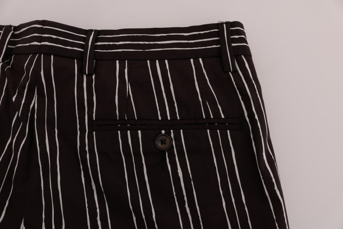 Shorts décontractés en lin rayé blanc et bordeaux de Dolce & Gabbana