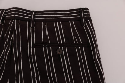 Shorts décontractés en lin rayé blanc et bordeaux de Dolce & Gabbana