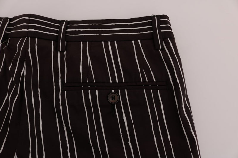 Shorts décontractés en lin rayé blanc et bordeaux de Dolce &amp; Gabbana