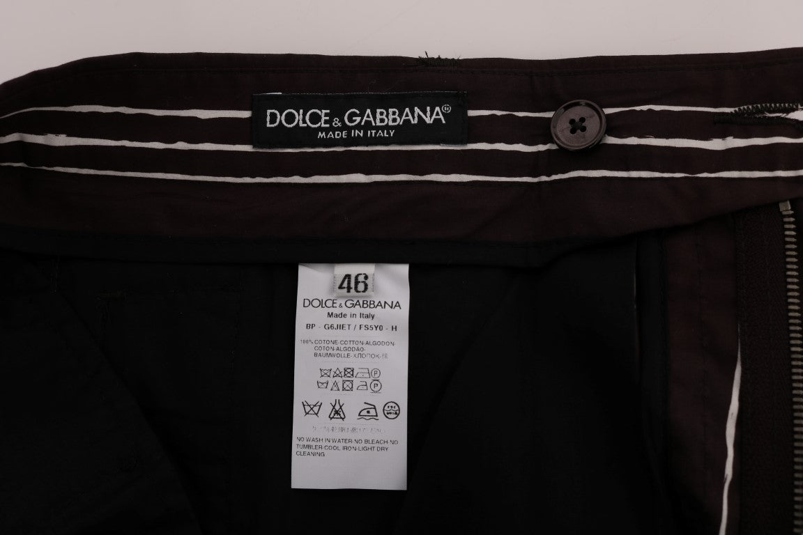 Shorts décontractés en lin rayé blanc et bordeaux de Dolce & Gabbana