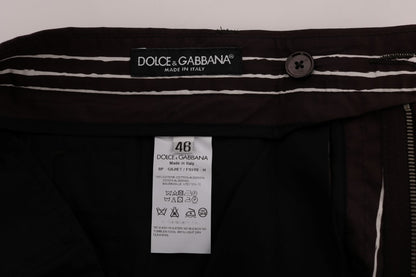 Shorts décontractés en lin rayé blanc et bordeaux de Dolce & Gabbana