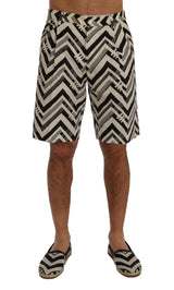 Short en coton et lin rayé blanc et noir Dolce &amp; Gabbana