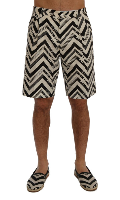 Short en coton et lin rayé blanc et noir Dolce & Gabbana