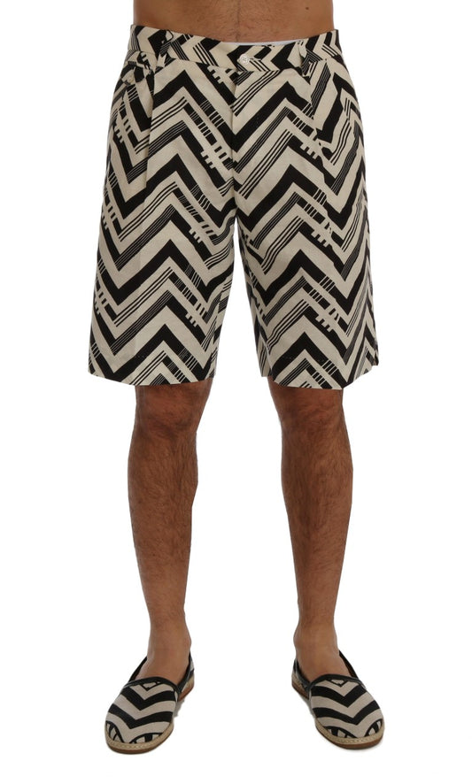 Short en coton et lin rayé blanc et noir Dolce & Gabbana