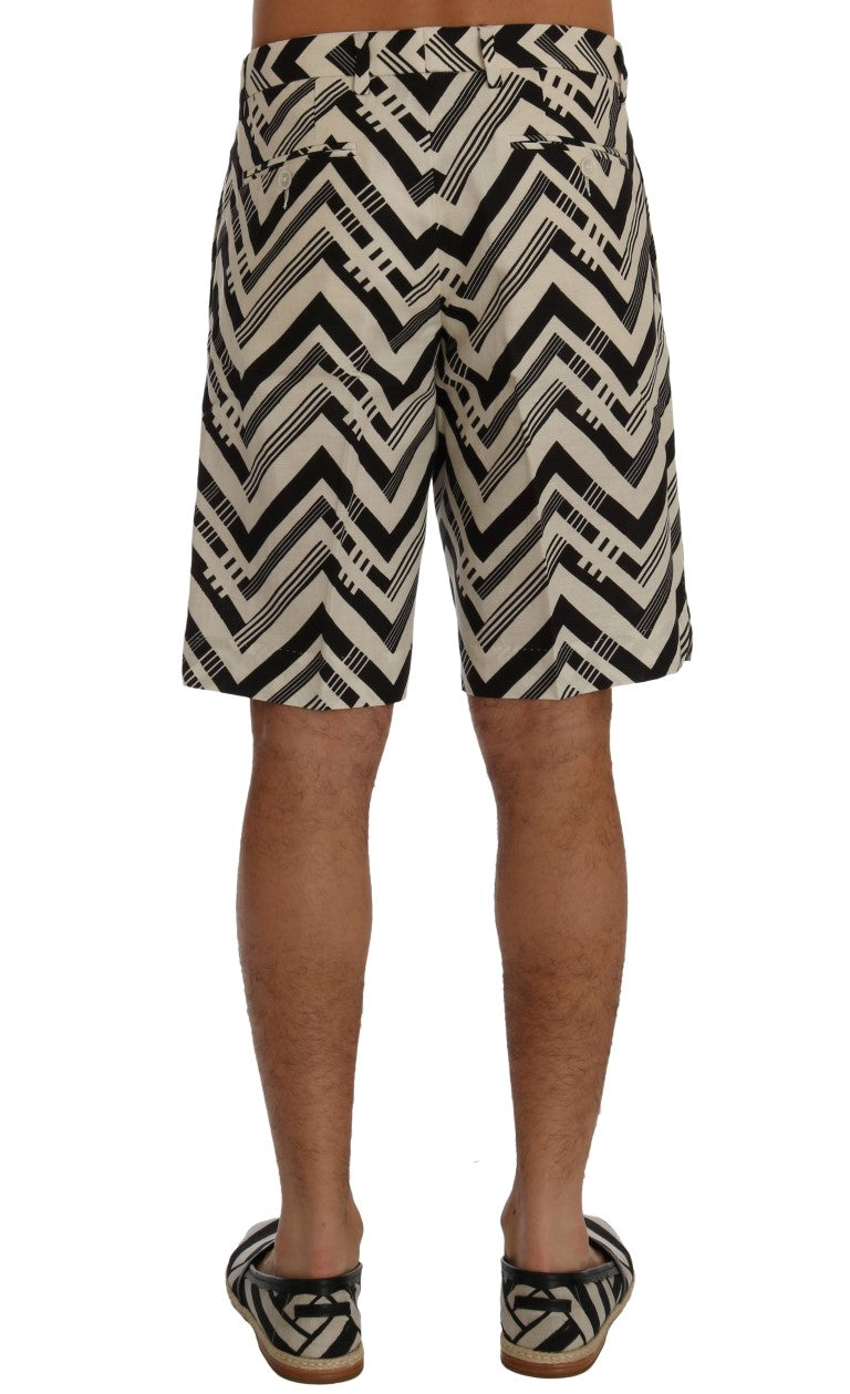 Short en coton et lin rayé blanc et noir Dolce &amp; Gabbana