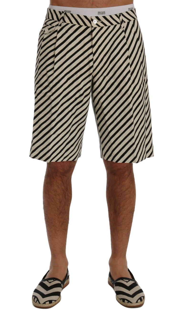 Shorts décontractés en lin rayé blanc et noir Dolce &amp; Gabbana
