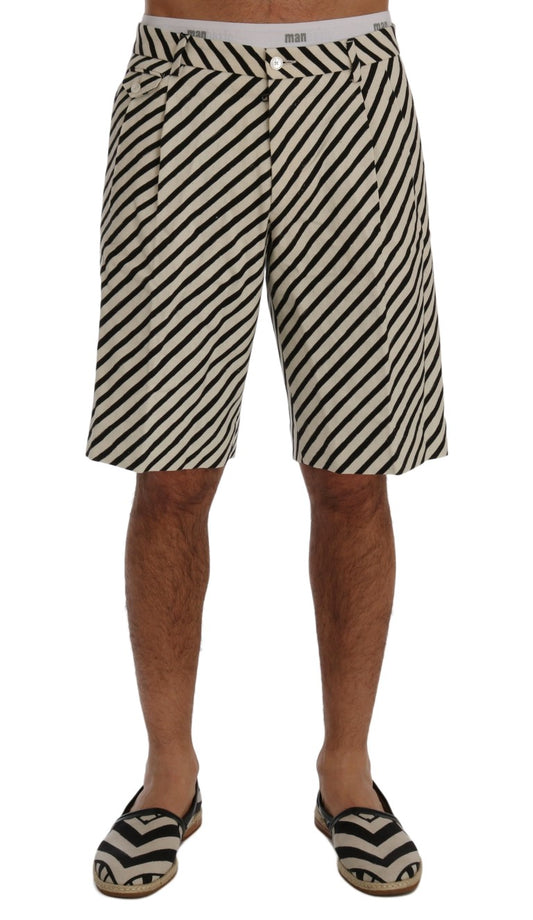 Shorts décontractés en lin rayé blanc et noir Dolce &amp; Gabbana