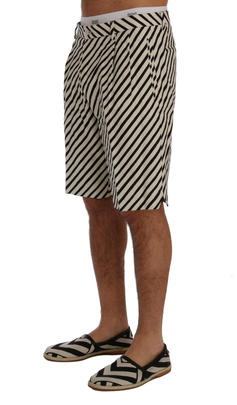 Shorts décontractés en lin rayé blanc et noir Dolce &amp; Gabbana