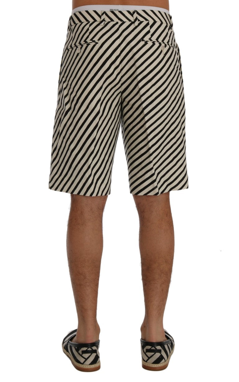 Shorts décontractés en lin rayé blanc et noir Dolce &amp; Gabbana