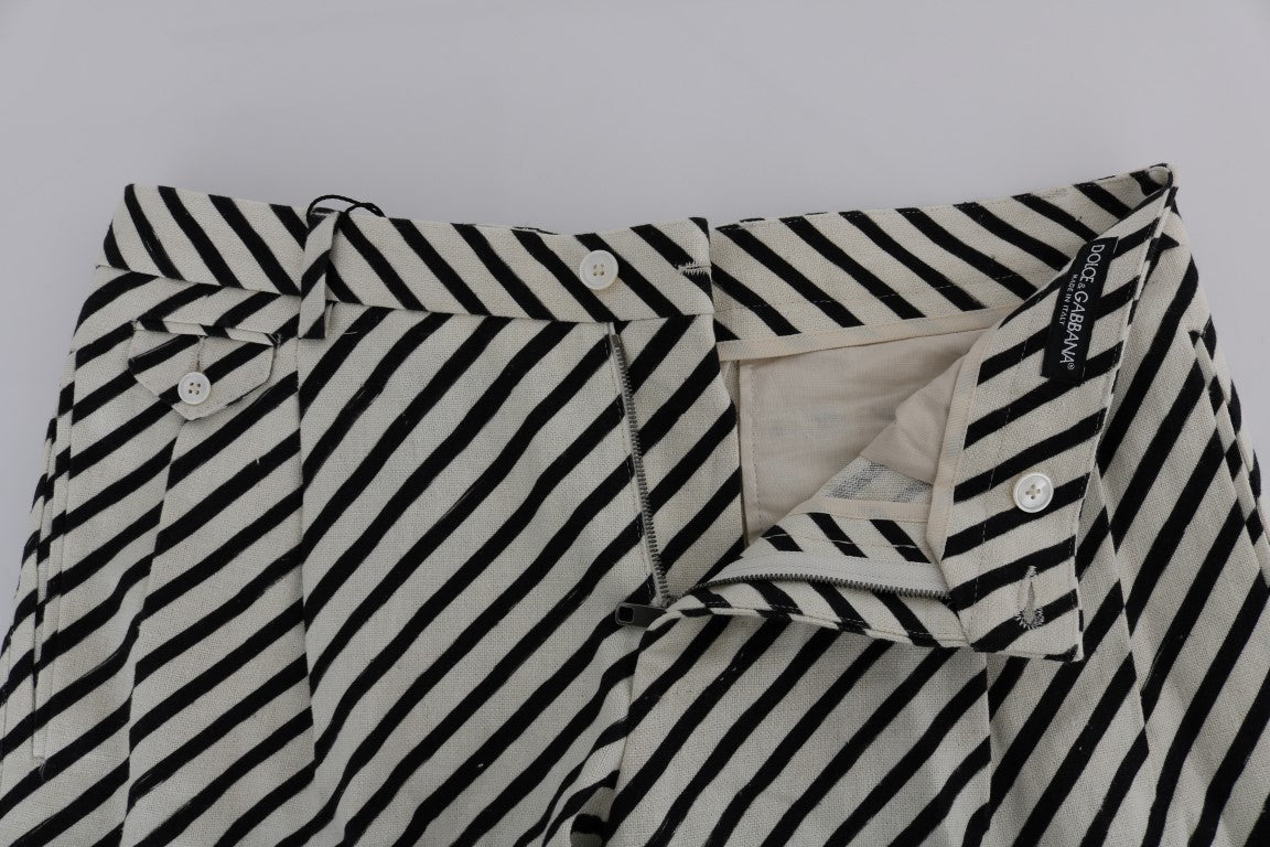 Shorts décontractés en lin rayé blanc et noir Dolce &amp; Gabbana