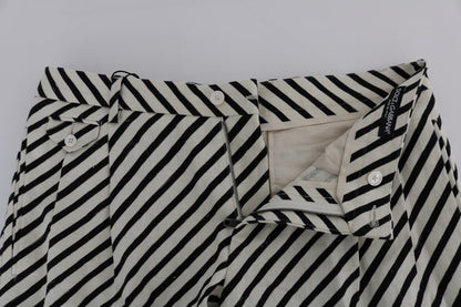 Shorts décontractés en lin rayé blanc et noir Dolce &amp; Gabbana