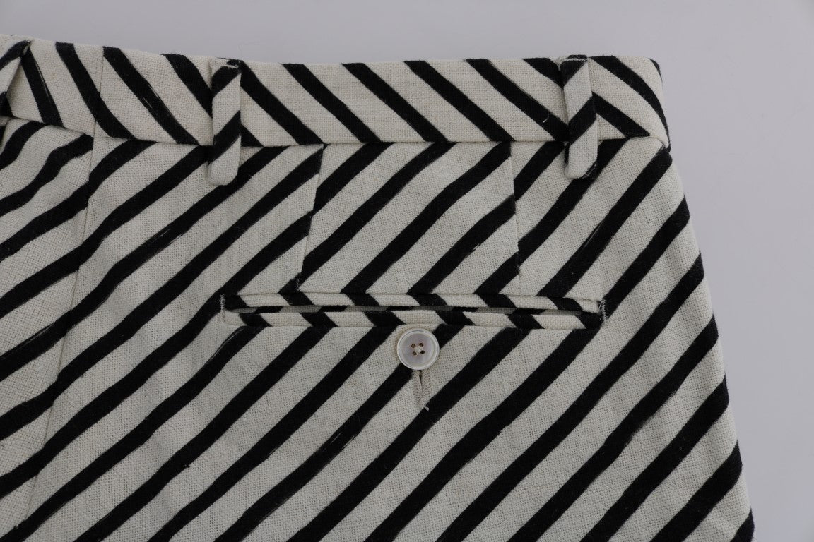Shorts décontractés en lin rayé blanc et noir Dolce &amp; Gabbana