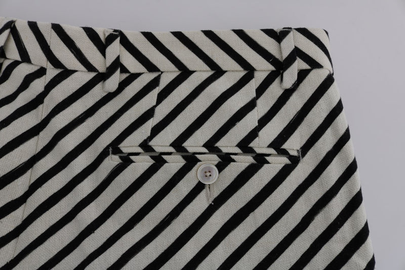 Shorts décontractés en lin rayé blanc et noir Dolce &amp; Gabbana