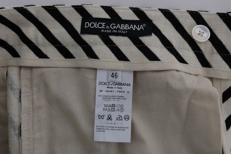 Shorts décontractés en lin rayé blanc et noir Dolce &amp; Gabbana