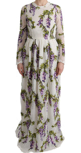 Robe maxi blanche brodée de fleurs de Dolce &amp; Gabbana