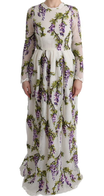 Robe maxi blanche brodée de fleurs de Dolce &amp; Gabbana