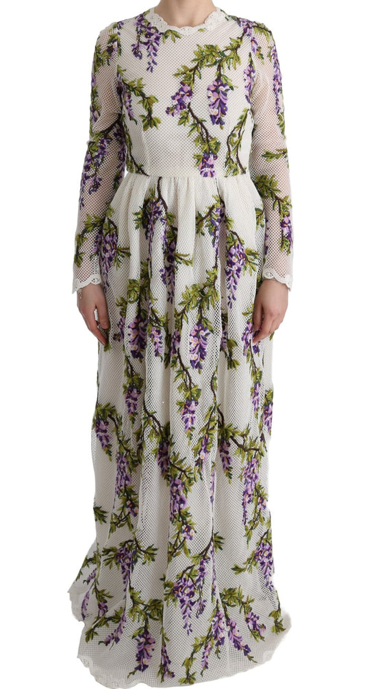 Robe maxi blanche brodée de fleurs de Dolce &amp; Gabbana